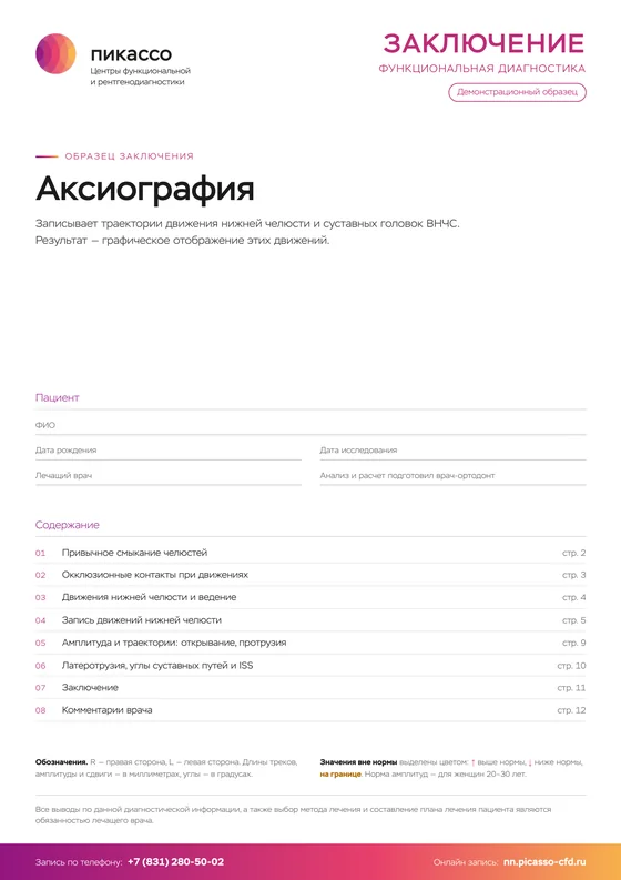 Образец заключения: Аксиография, первая страница